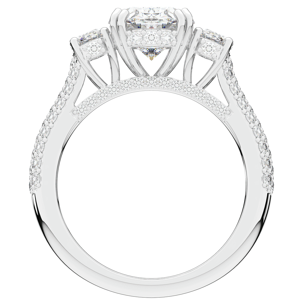 3.70CT.TW OVAL LAB DIAMOND 3 STONE ENGAGEMENT RING - Nazarelle