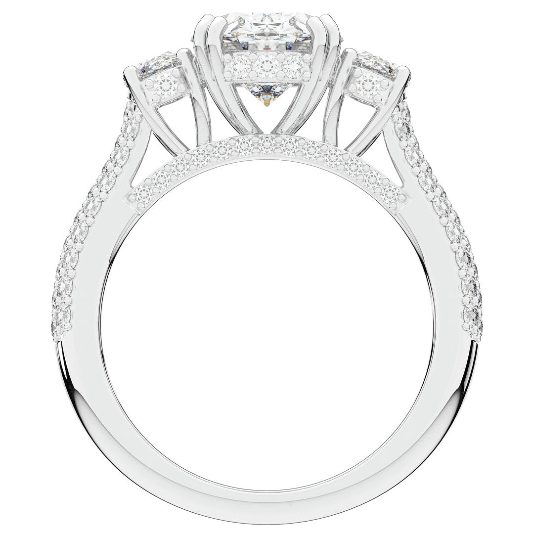3.70CT.TW OVAL LAB DIAMOND 3 STONE ENGAGEMENT RING - Nazarelle