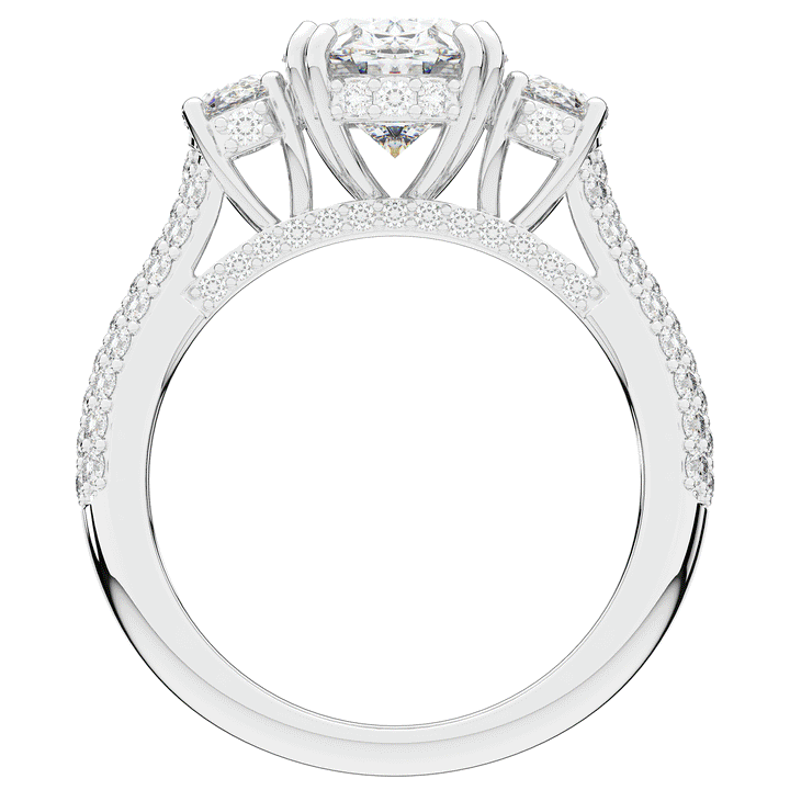 3.70CT.TW OVAL LAB DIAMOND 3 STONE ENGAGEMENT RING - Nazarelle