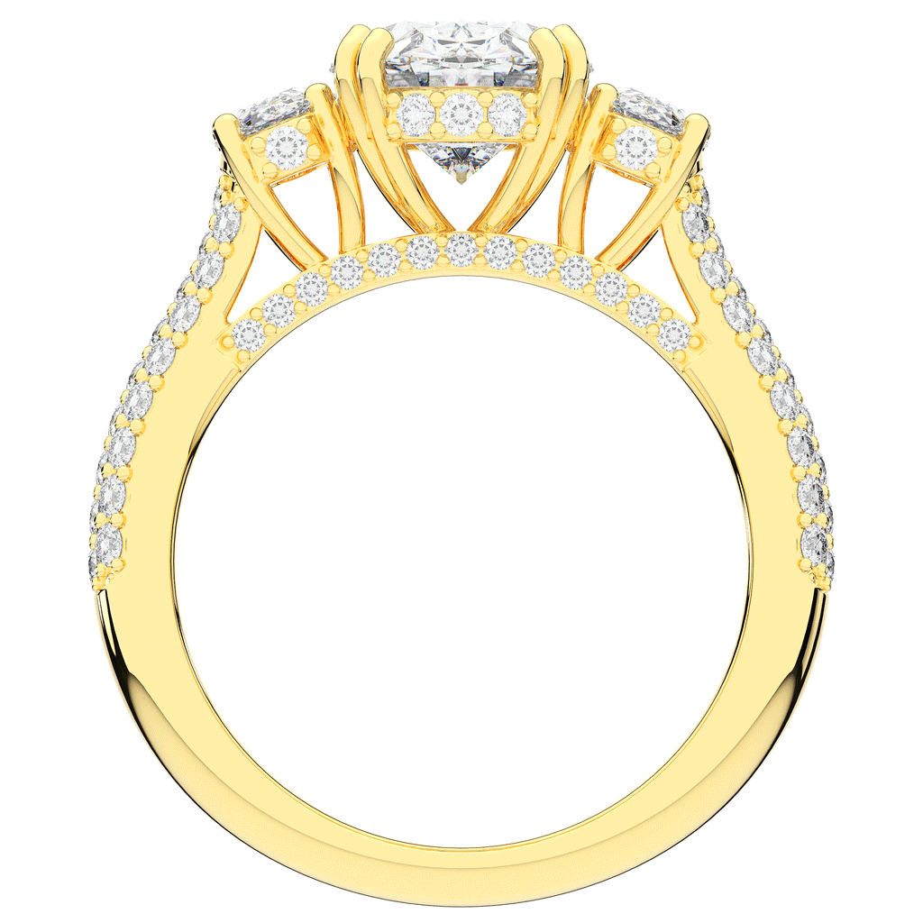 3.70CT.TW OVAL LAB DIAMOND 3 STONE ENGAGEMENT RING - Nazarelle