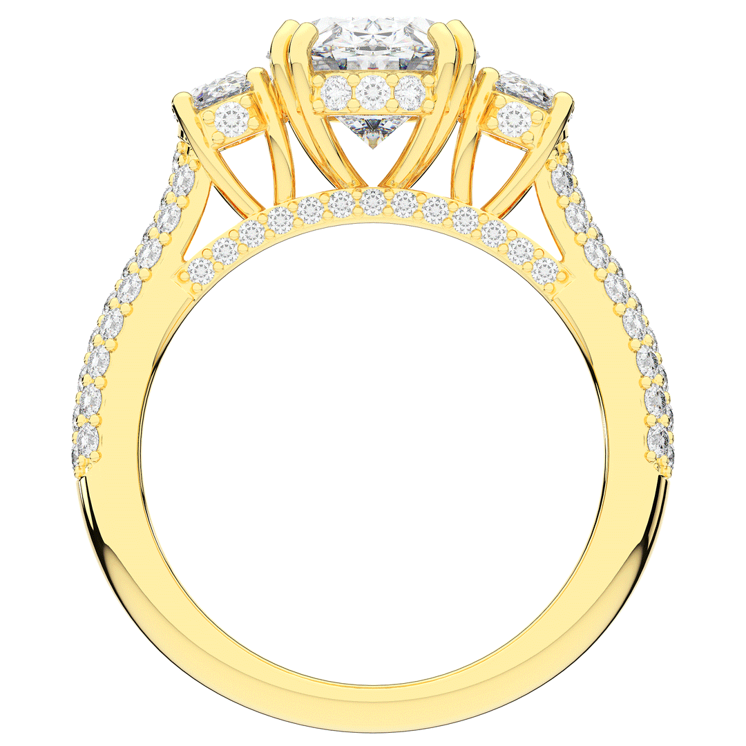 3.70CT.TW OVAL LAB DIAMOND 3 STONE ENGAGEMENT RING - Nazarelle