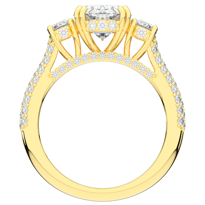 3.70CT.TW OVAL LAB DIAMOND 3 STONE ENGAGEMENT RING - Nazarelle