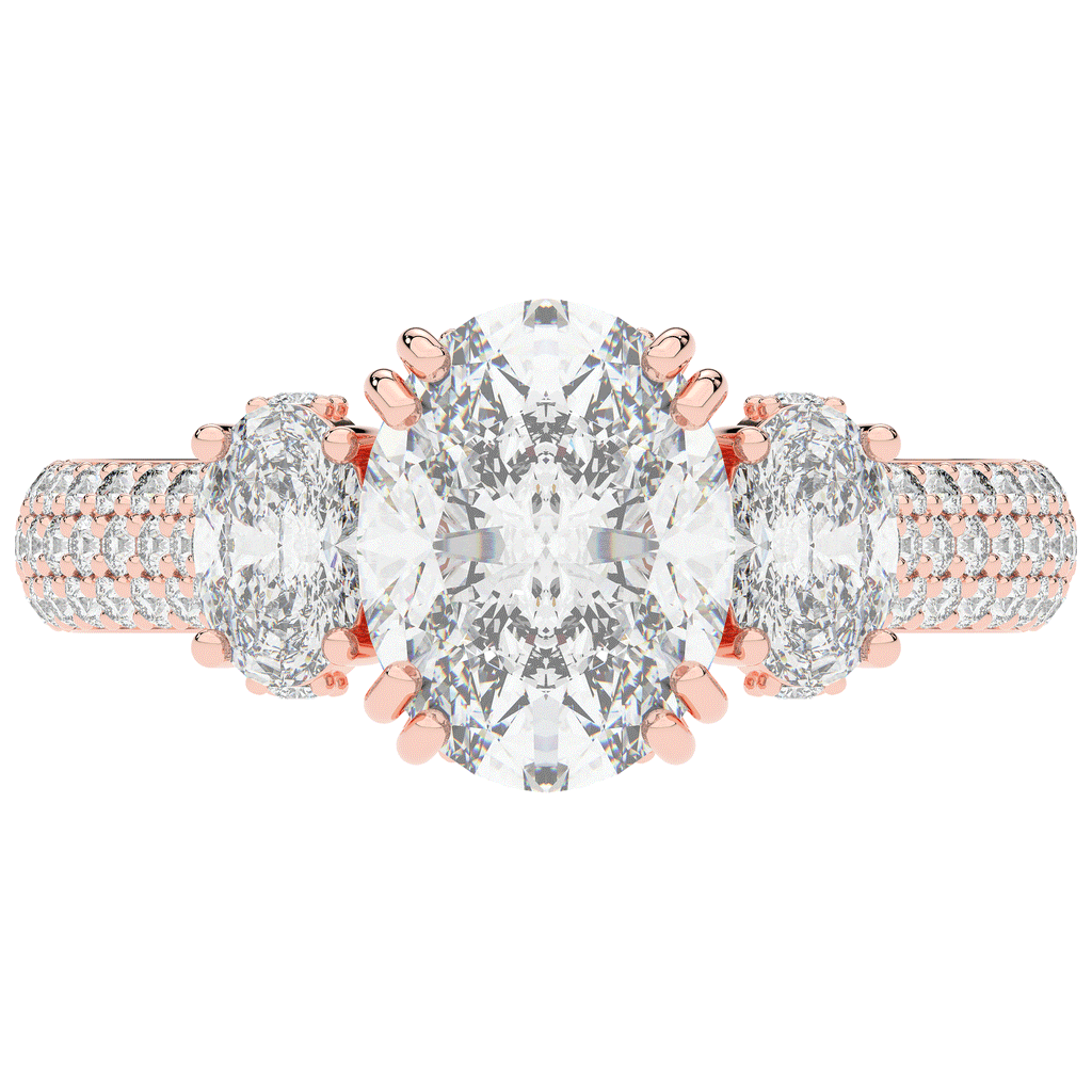 3.70CT.TW OVAL LAB DIAMOND 3 STONE ENGAGEMENT RING - Nazarelle