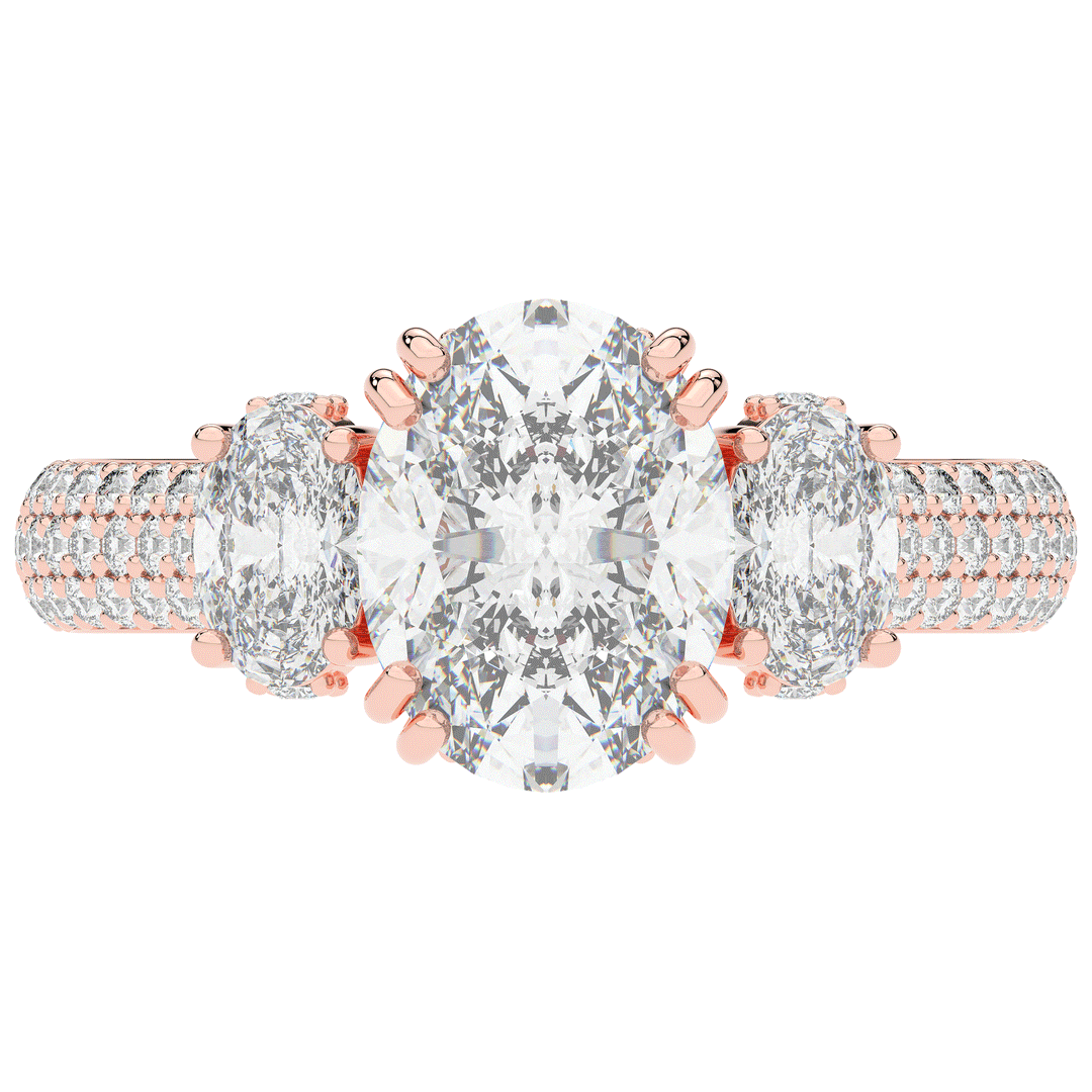3.70CT.TW OVAL LAB DIAMOND 3 STONE ENGAGEMENT RING - Nazarelle