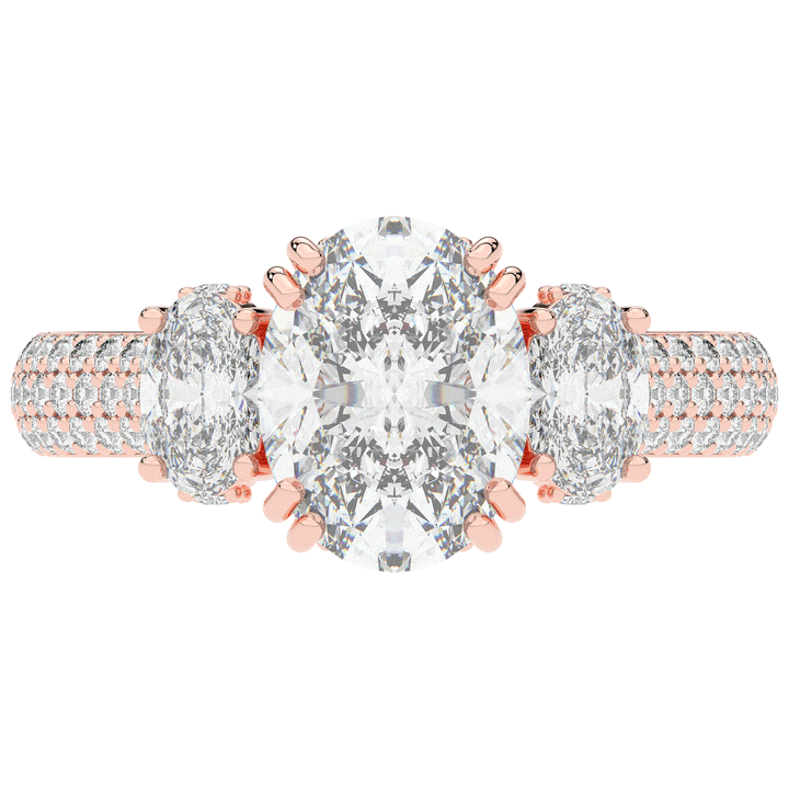3.70CT.TW OVAL LAB DIAMOND 3 STONE ENGAGEMENT RING - Nazarelle