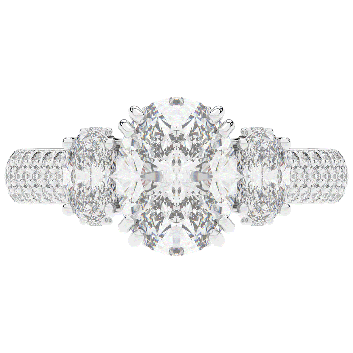3.70CT.TW OVAL LAB DIAMOND 3 STONE ENGAGEMENT RING - Nazarelle