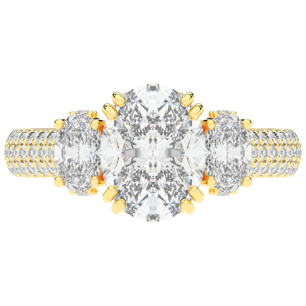 3.70CT.TW OVAL LAB DIAMOND 3 STONE ENGAGEMENT RING - Nazarelle