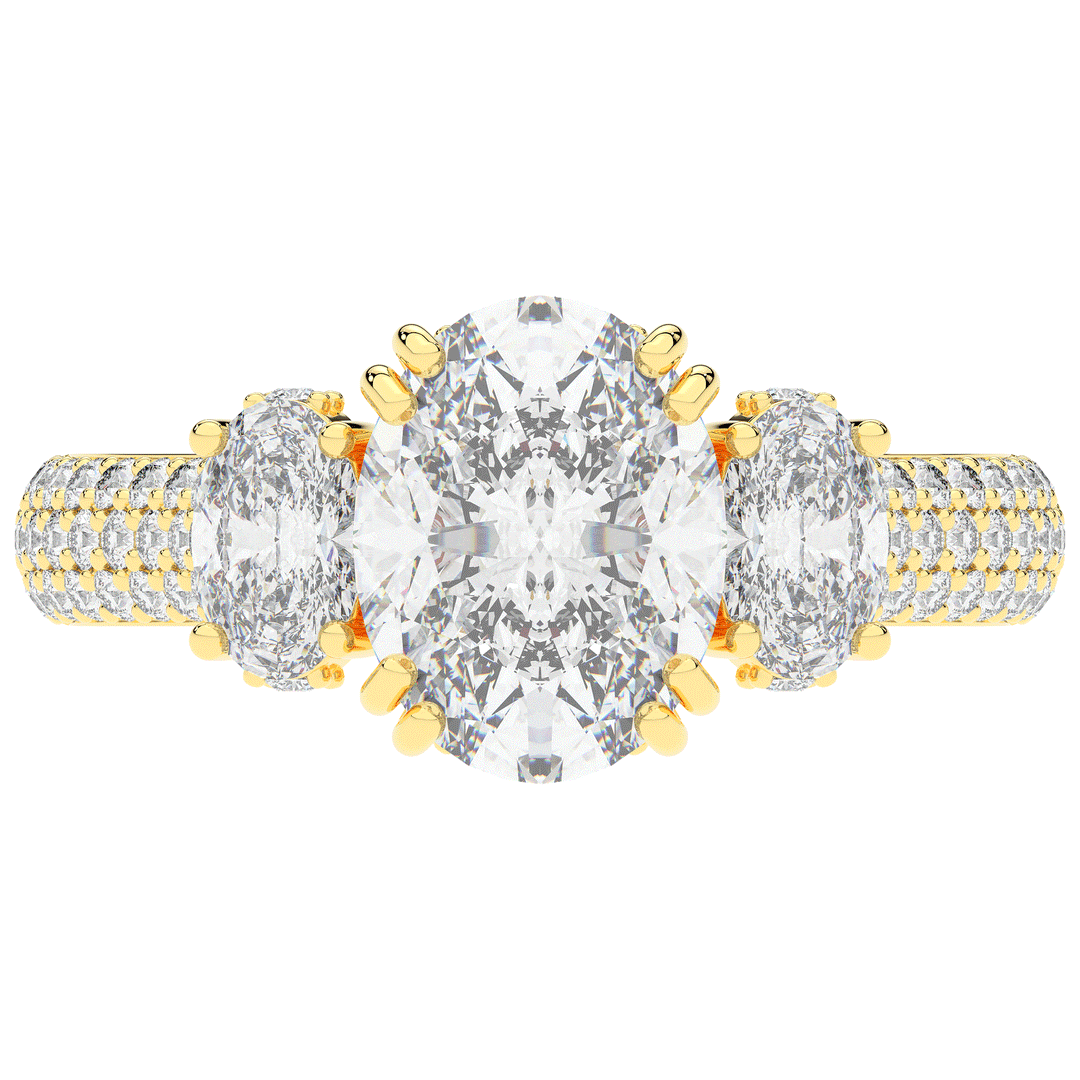 3.70CT.TW OVAL LAB DIAMOND 3 STONE ENGAGEMENT RING - Nazarelle
