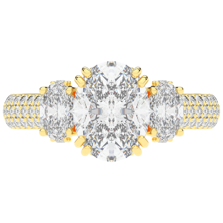 3.70CT.TW OVAL LAB DIAMOND 3 STONE ENGAGEMENT RING - Nazarelle