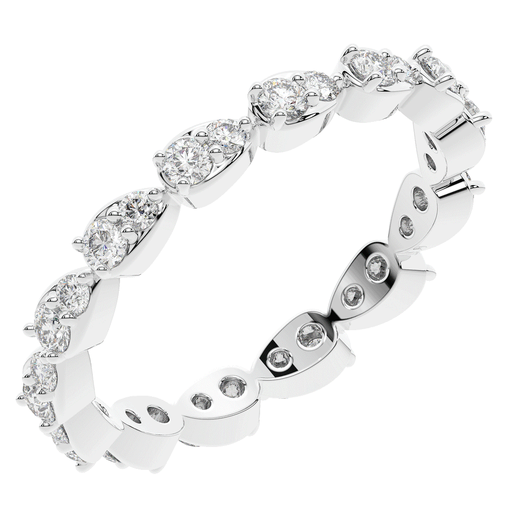 0.60CT.TW PEAR BEZEL ROUND LAB DIAMOND ETERNITY BAND - Nazarelle