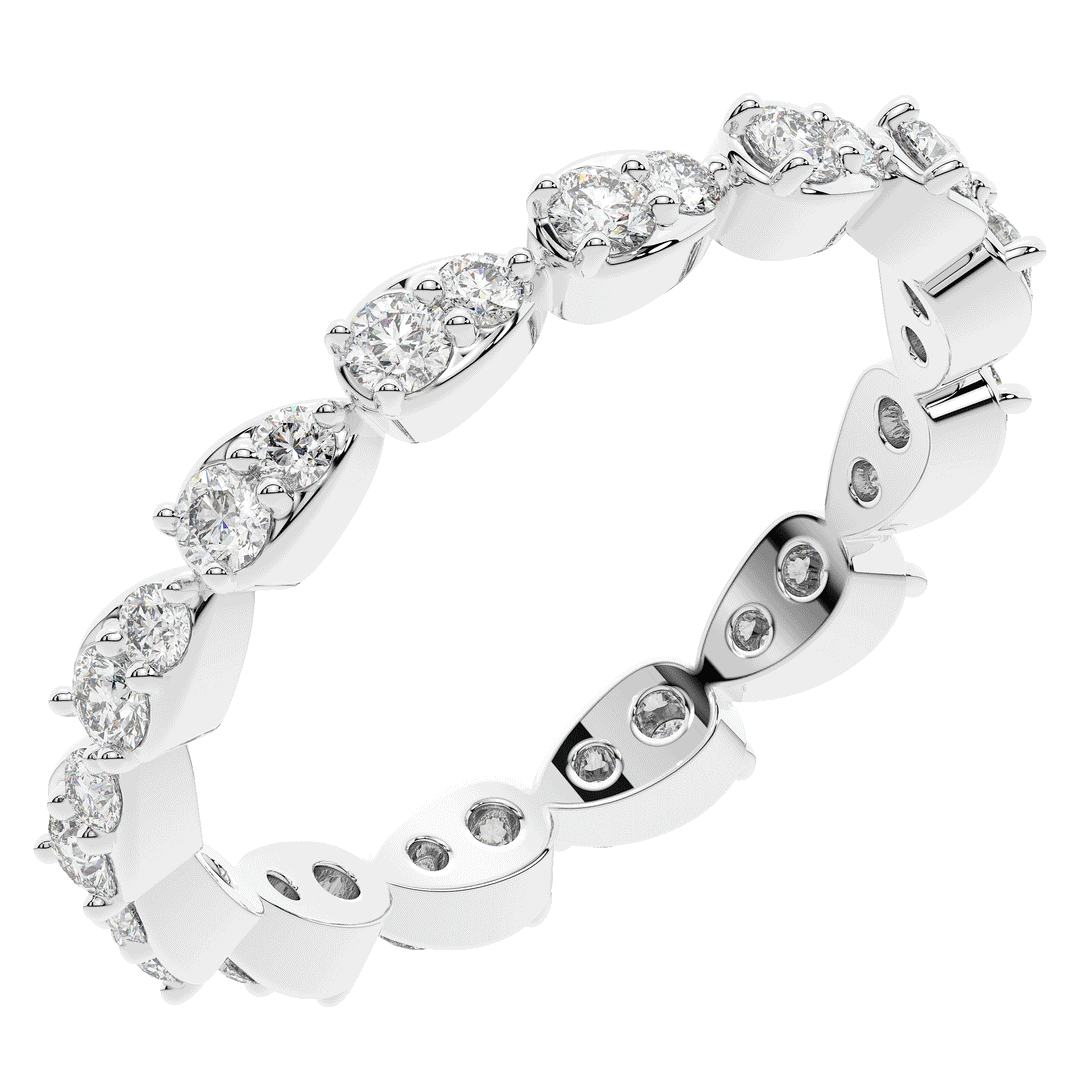 0.60CT.TW PEAR BEZEL ROUND LAB DIAMOND ETERNITY BAND - Nazarelle