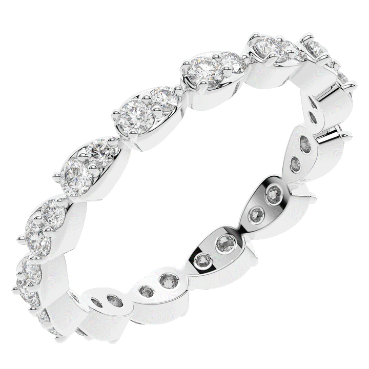 0.60CT.TW PEAR BEZEL ROUND LAB DIAMOND ETERNITY BAND - Nazarelle