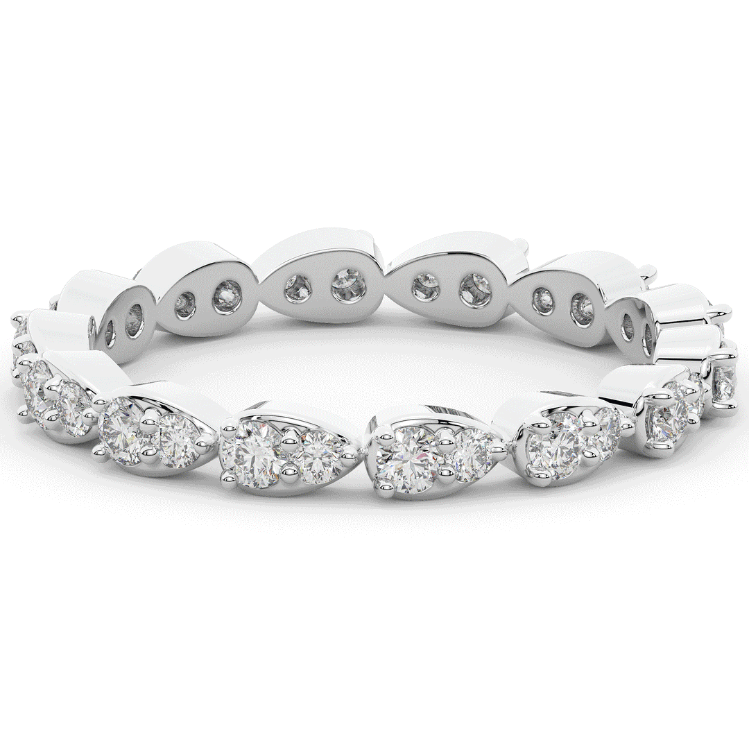0.60CT.TW PEAR BEZEL ROUND LAB DIAMOND ETERNITY BAND - Nazarelle