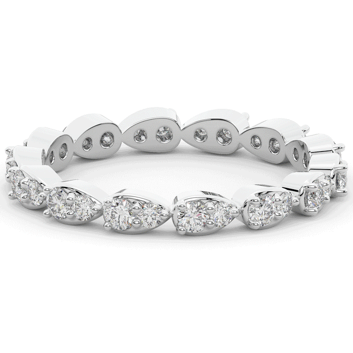 0.60CT.TW PEAR BEZEL ROUND LAB DIAMOND ETERNITY BAND - Nazarelle