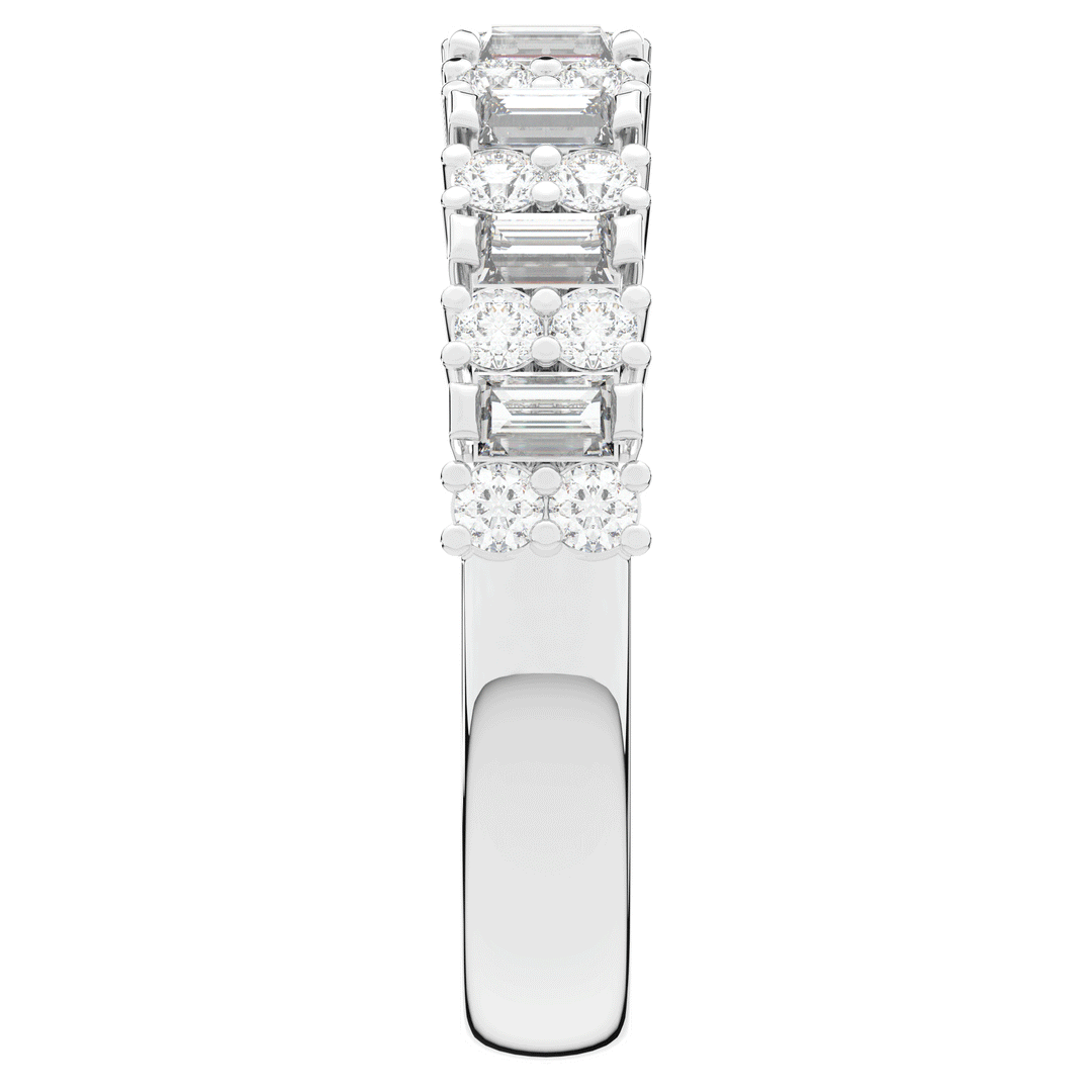 0.75CT.TW BAGUETTE AND ROUND LAB DIAMOND ETERNITY WEDDING BAND - Nazarelle