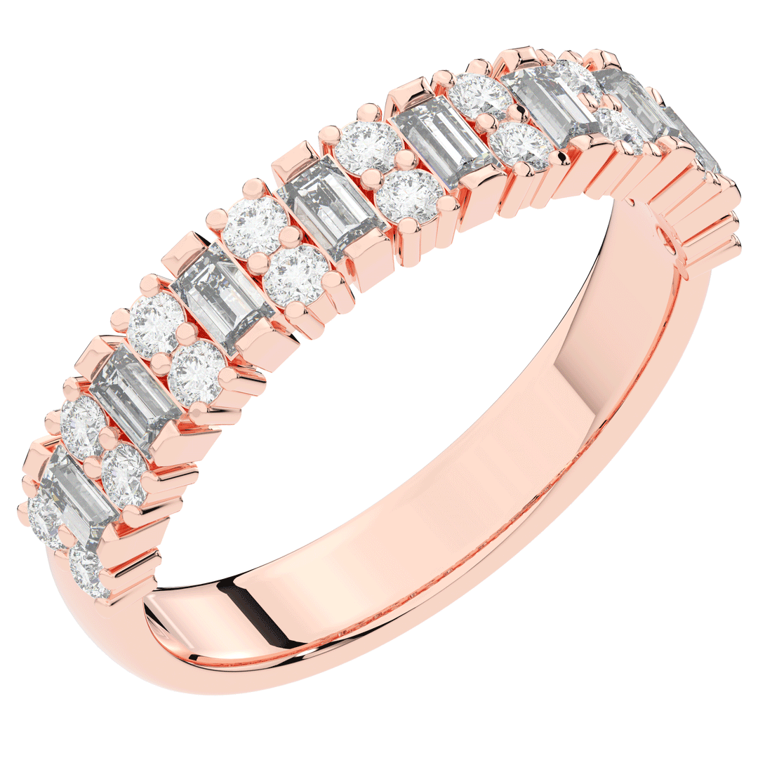 0.75CT.TW BAGUETTE AND ROUND LAB DIAMOND ETERNITY WEDDING BAND - Nazarelle