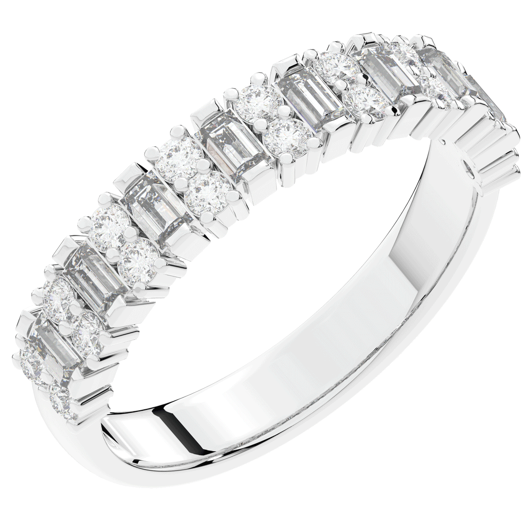 0.75CT.TW BAGUETTE AND ROUND LAB DIAMOND ETERNITY WEDDING BAND - Nazarelle