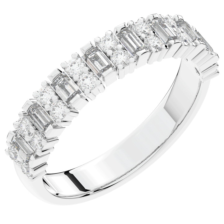 0.75CT.TW BAGUETTE AND ROUND LAB DIAMOND ETERNITY WEDDING BAND - Nazarelle