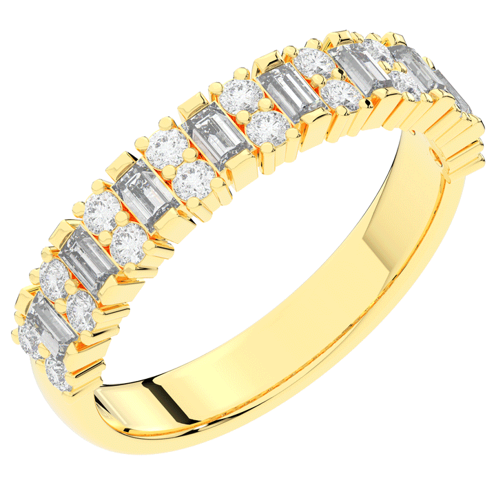 0.75CT.TW BAGUETTE AND ROUND LAB DIAMOND ETERNITY WEDDING BAND - Nazarelle
