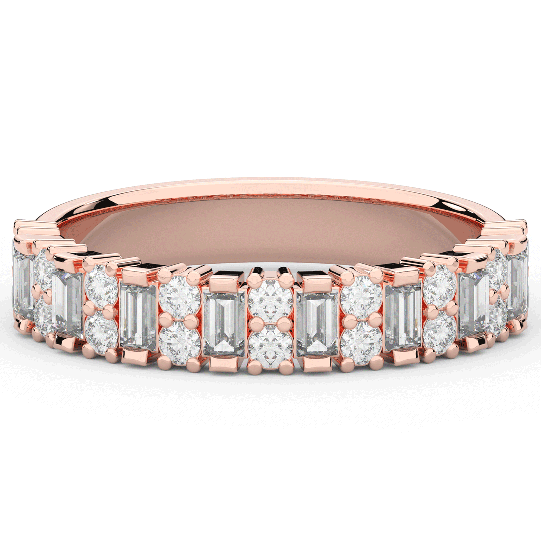 0.75CT.TW BAGUETTE AND ROUND LAB DIAMOND ETERNITY WEDDING BAND - Nazarelle