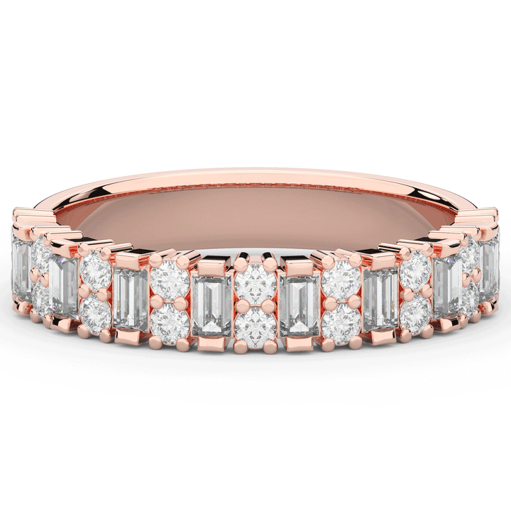 0.75CT.TW BAGUETTE AND ROUND LAB DIAMOND ETERNITY WEDDING BAND - Nazarelle