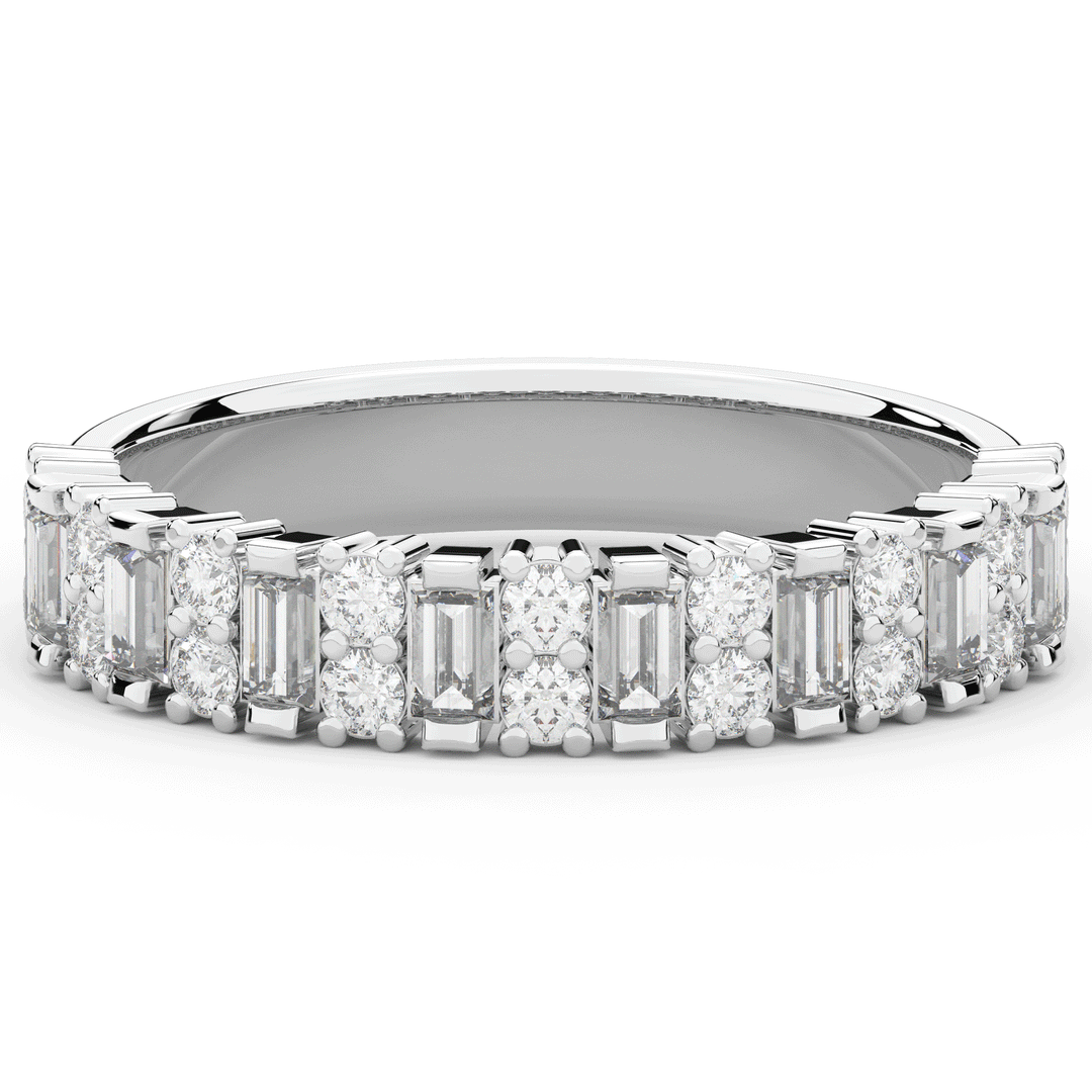 0.75CT.TW BAGUETTE AND ROUND LAB DIAMOND ETERNITY WEDDING BAND - Nazarelle