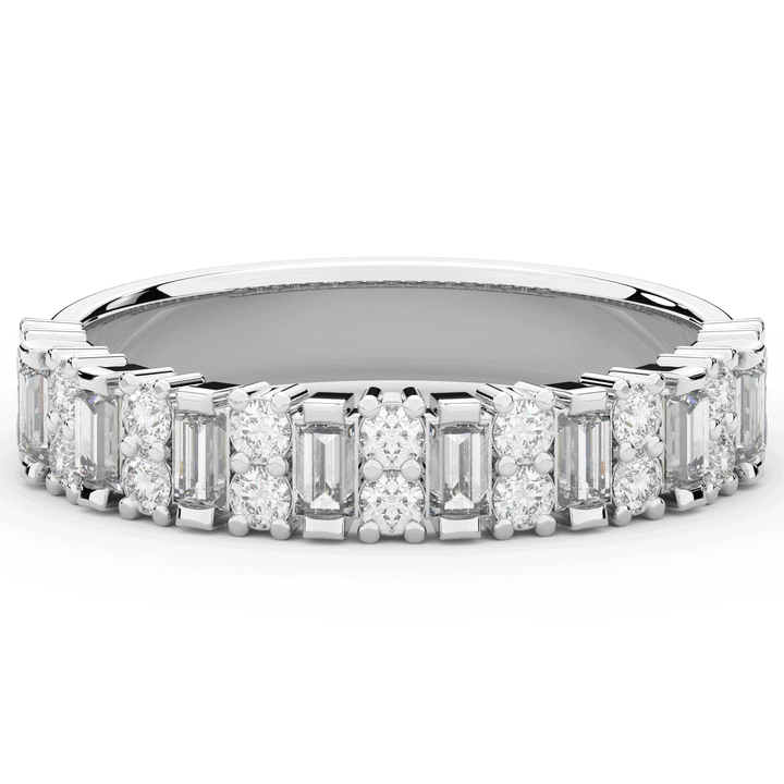 0.75CT.TW BAGUETTE AND ROUND LAB DIAMOND ETERNITY WEDDING BAND - Nazarelle