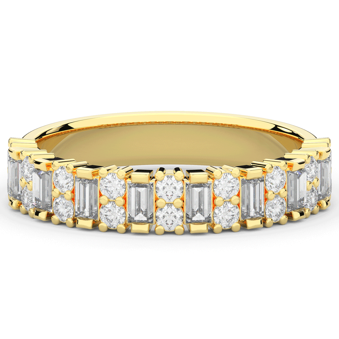 0.75CT.TW BAGUETTE AND ROUND LAB DIAMOND ETERNITY WEDDING BAND - Nazarelle