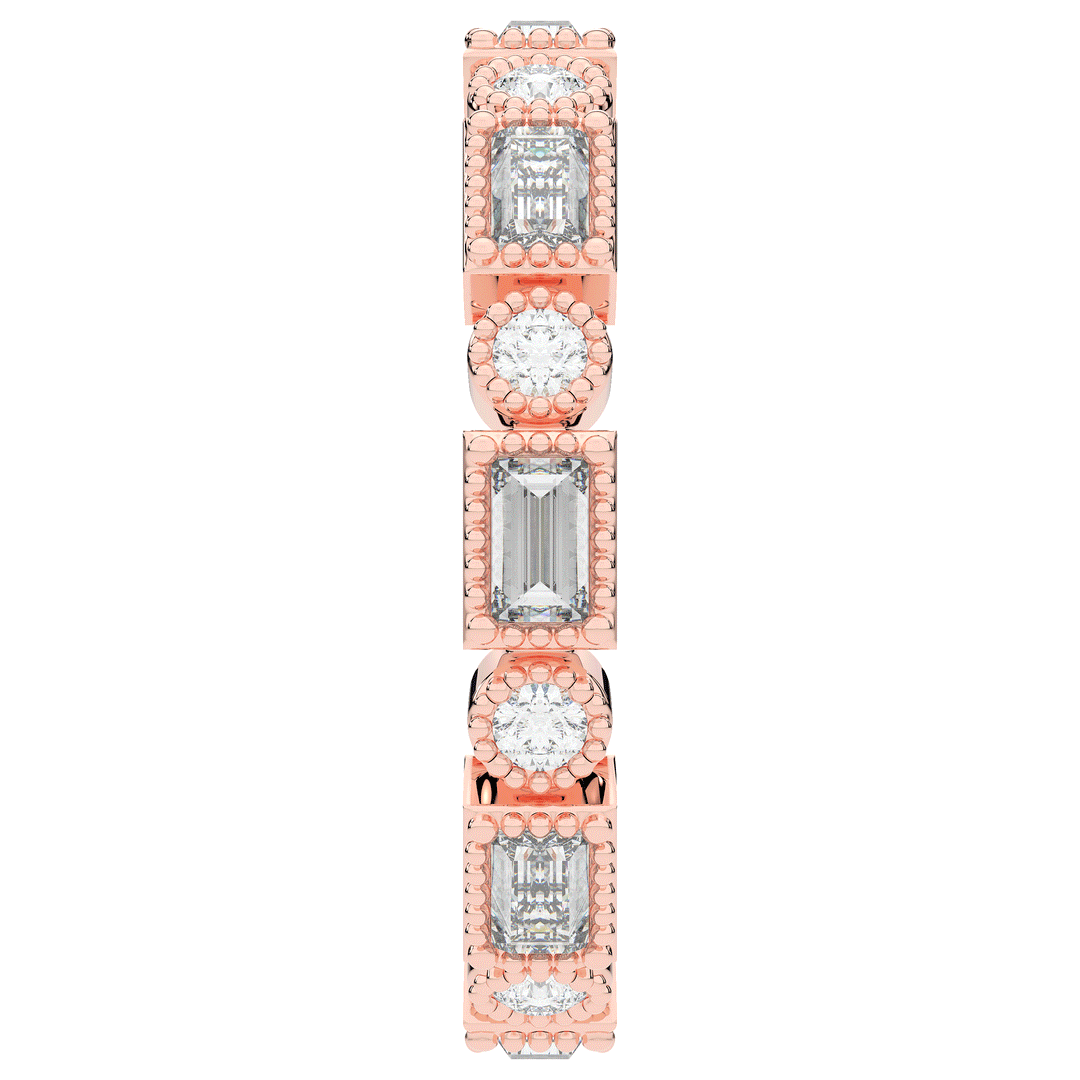 0.90CT.TW BAGUETTE AND ROUND LAB DIAMOND ETERNITY WEDDING BAND - Nazarelle