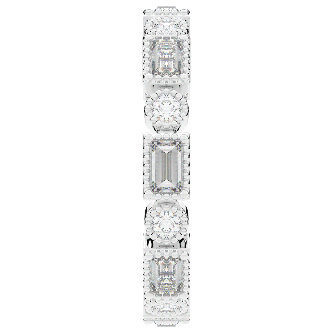0.90CT.TW BAGUETTE AND ROUND LAB DIAMOND ETERNITY WEDDING BAND - Nazarelle