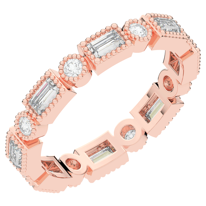 0.90CT.TW BAGUETTE AND ROUND LAB DIAMOND ETERNITY WEDDING BAND - Nazarelle