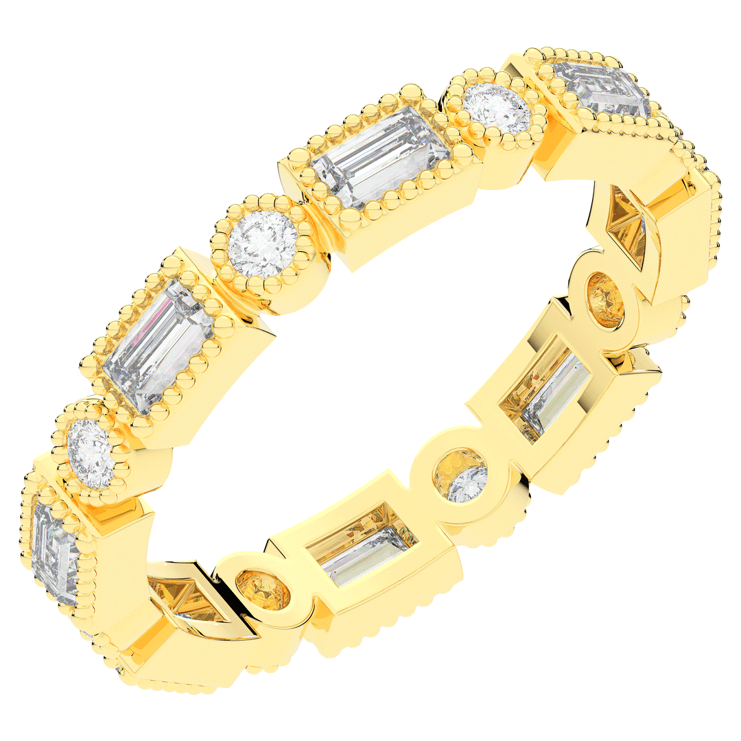 0.90CT.TW BAGUETTE AND ROUND LAB DIAMOND ETERNITY WEDDING BAND - Nazarelle