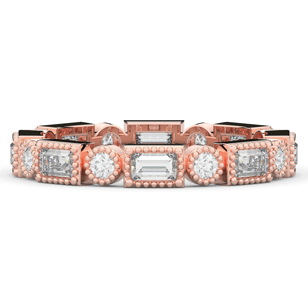 0.90CT.TW BAGUETTE AND ROUND LAB DIAMOND ETERNITY WEDDING BAND - Nazarelle