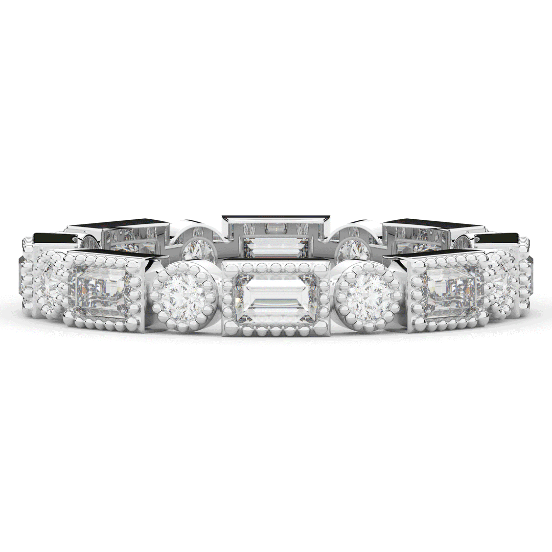 0.90CT.TW BAGUETTE AND ROUND LAB DIAMOND ETERNITY WEDDING BAND - Nazarelle