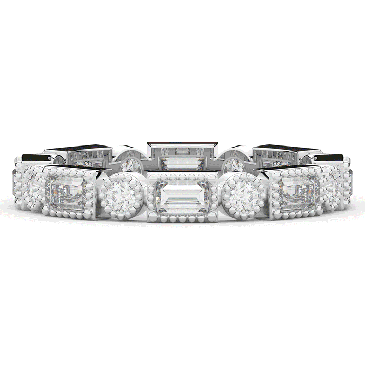 0.90CT.TW BAGUETTE AND ROUND LAB DIAMOND ETERNITY WEDDING BAND - Nazarelle