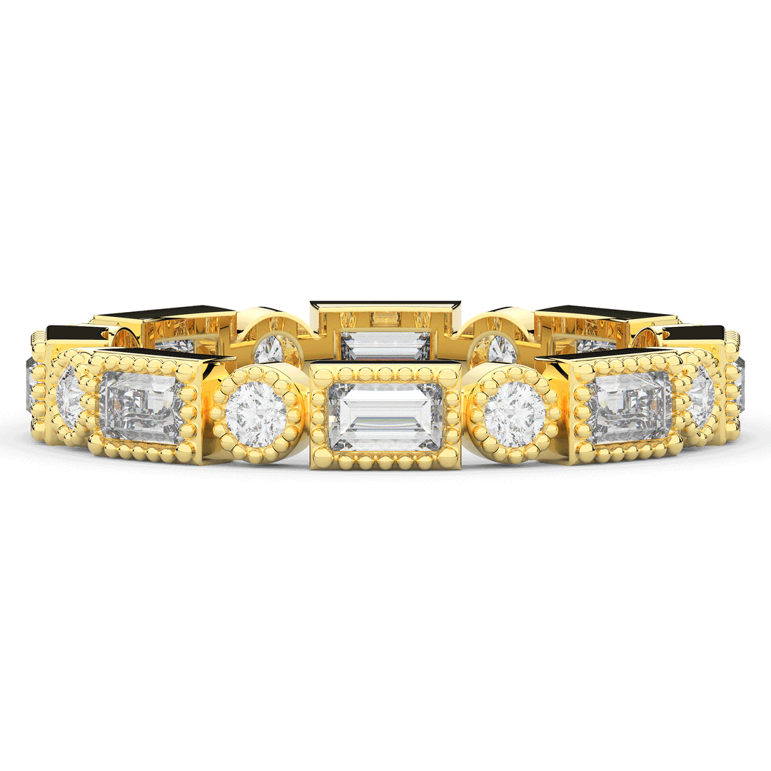 0.90CT.TW BAGUETTE AND ROUND LAB DIAMOND ETERNITY WEDDING BAND - Nazarelle