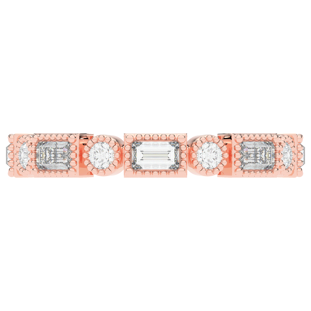 0.90CT.TW BAGUETTE AND ROUND LAB DIAMOND ETERNITY WEDDING BAND - Nazarelle