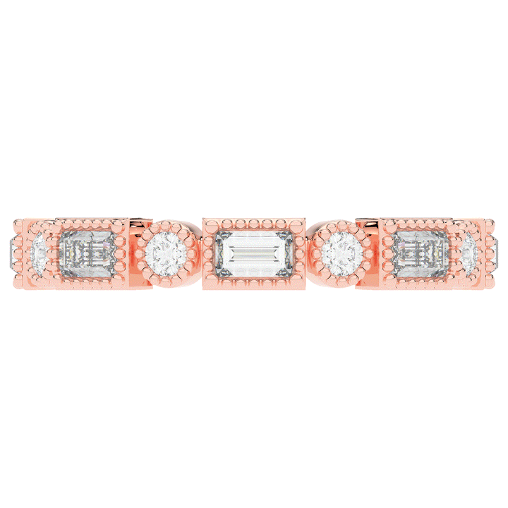 0.90CT.TW BAGUETTE AND ROUND LAB DIAMOND ETERNITY WEDDING BAND - Nazarelle