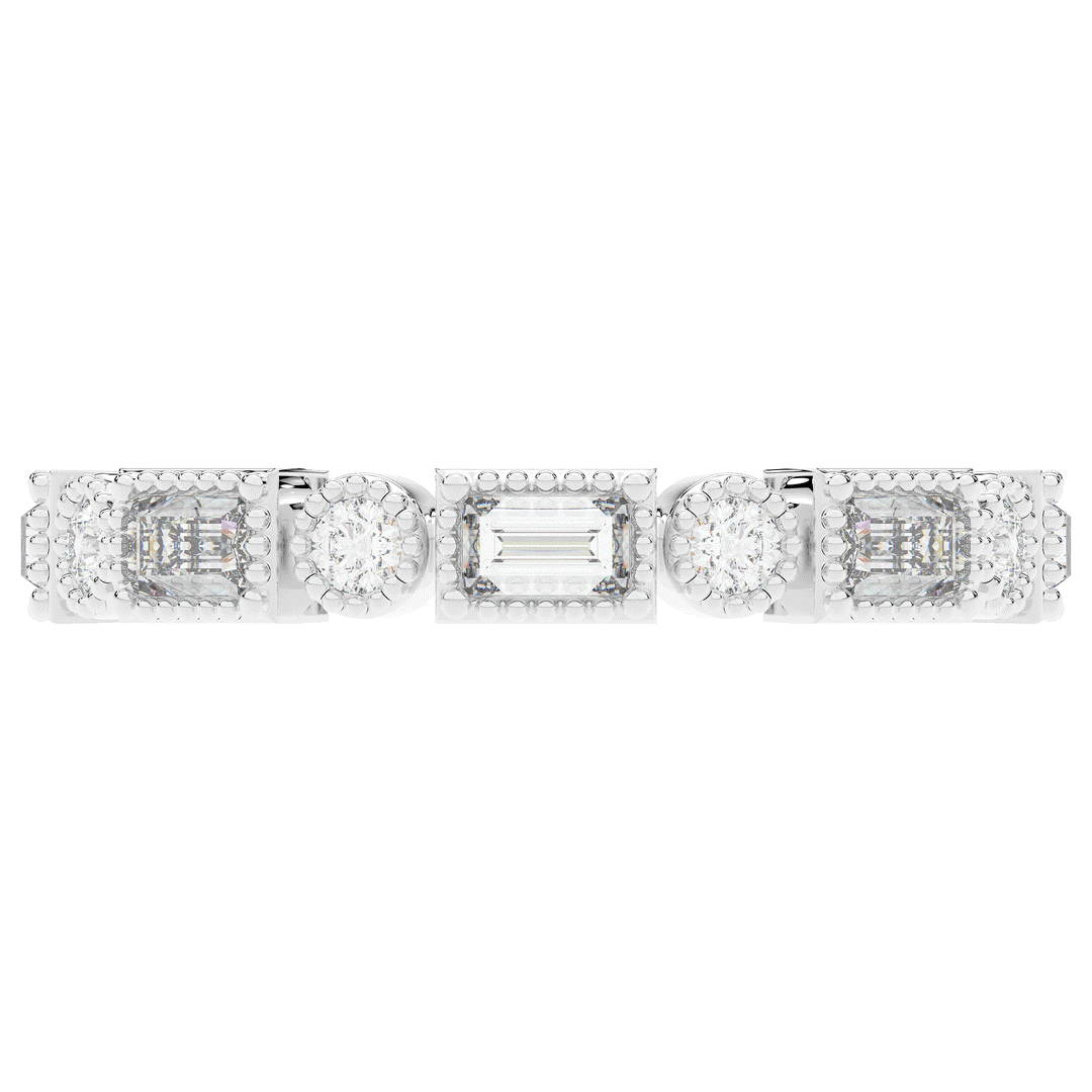 0.90CT.TW BAGUETTE AND ROUND LAB DIAMOND ETERNITY WEDDING BAND - Nazarelle