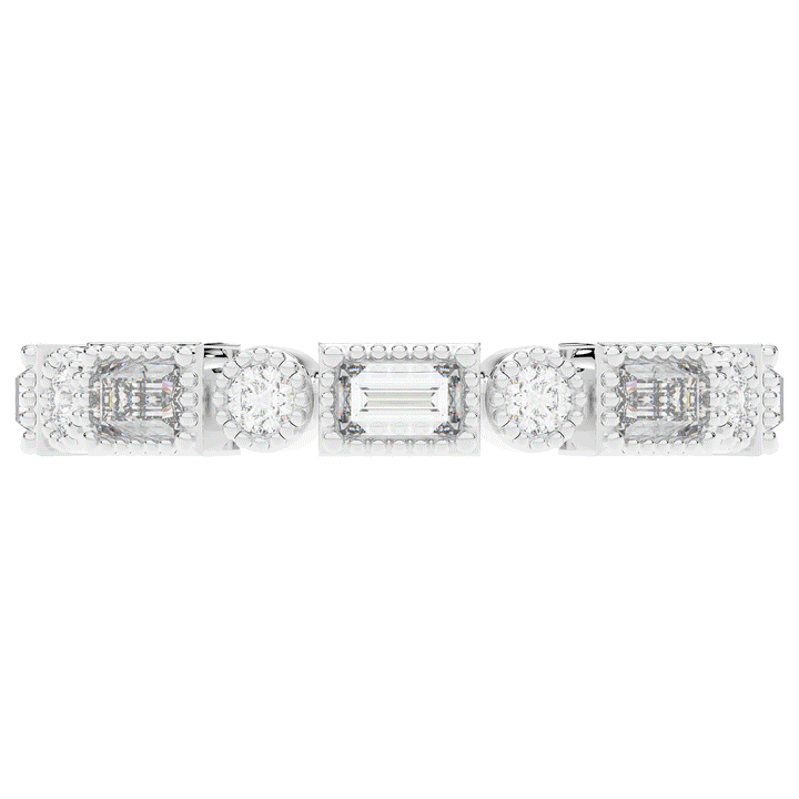 0.90CT.TW BAGUETTE AND ROUND LAB DIAMOND ETERNITY WEDDING BAND - Nazarelle