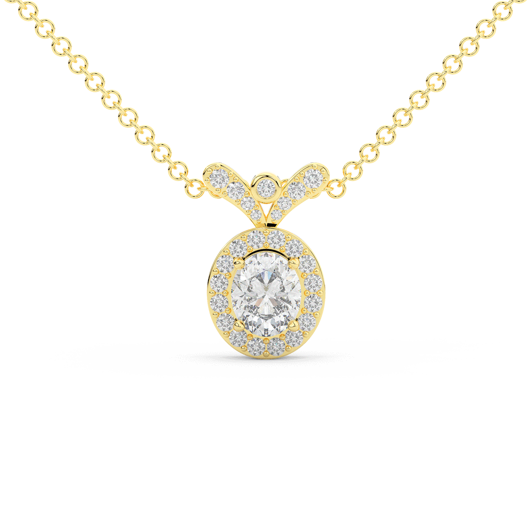 0.95CT.TW OVAL LAB DIAMOND HALO PENDANT - Nazarelle
