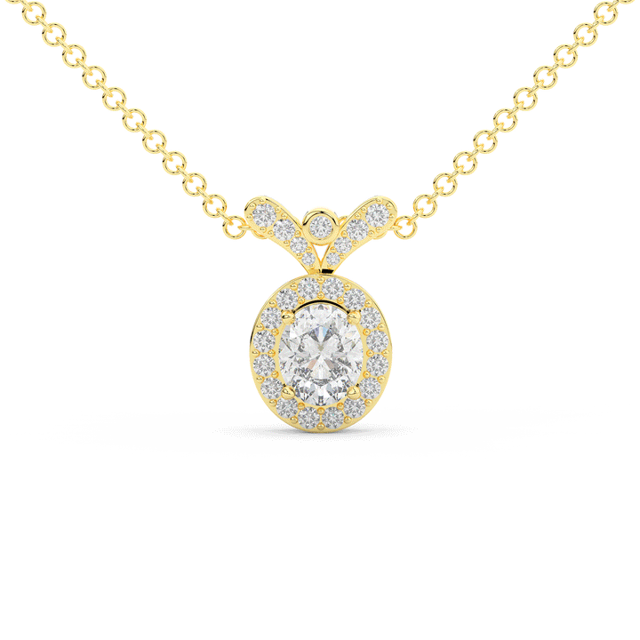 0.95CT.TW OVAL LAB DIAMOND HALO PENDANT - Nazarelle