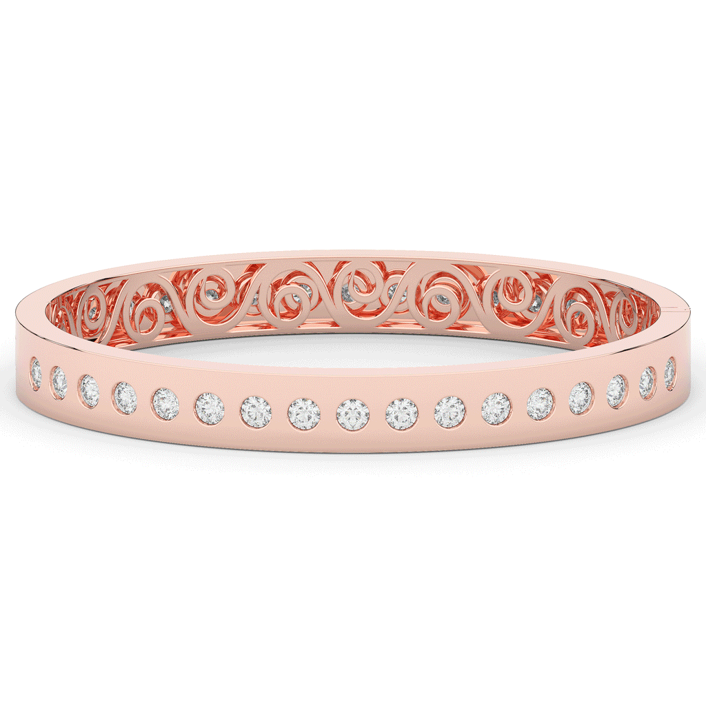 4.50CT.TW ROUND LAB DIAMOND ETERNITY BEZEL SET BANGLE - Nazarelle