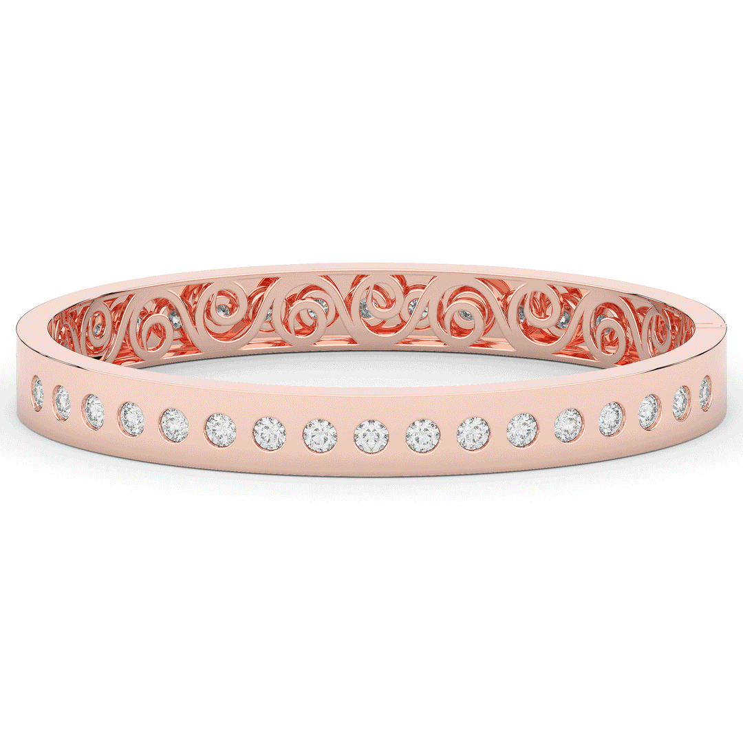 4.50CT.TW ROUND LAB DIAMOND ETERNITY BEZEL SET BANGLE - Nazarelle