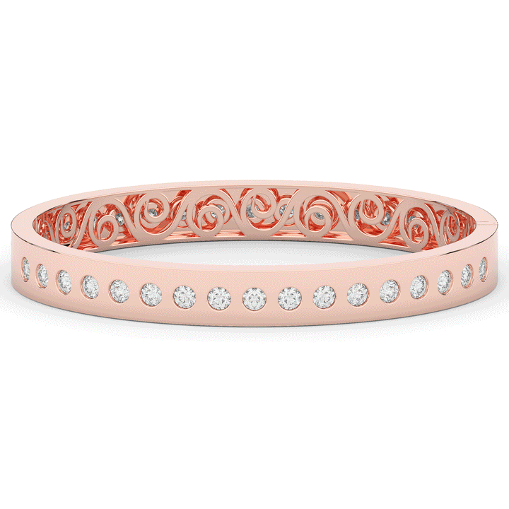 4.50CT.TW ROUND LAB DIAMOND ETERNITY BEZEL SET BANGLE - Nazarelle