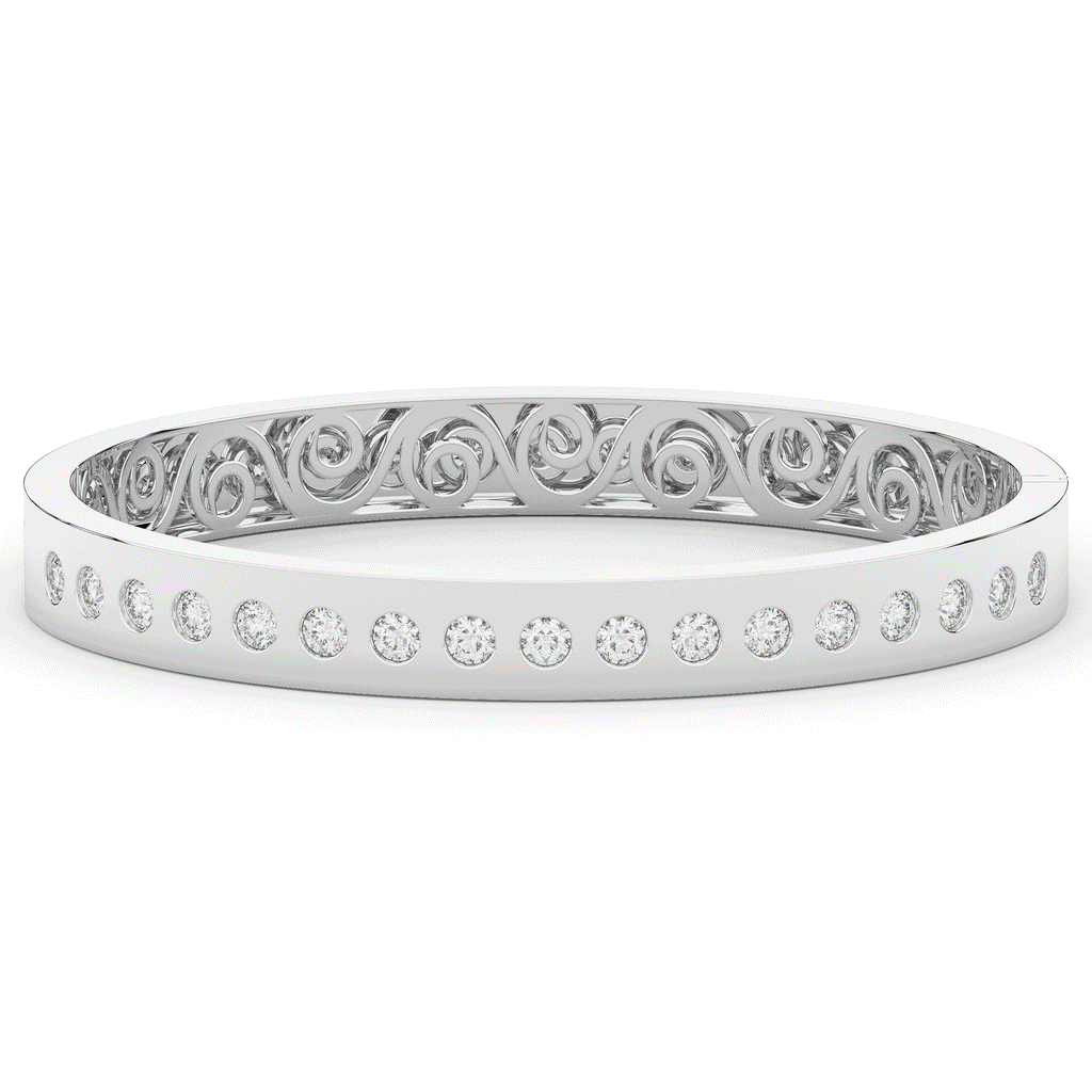 4.50CT.TW ROUND LAB DIAMOND ETERNITY BEZEL SET BANGLE - Nazarelle