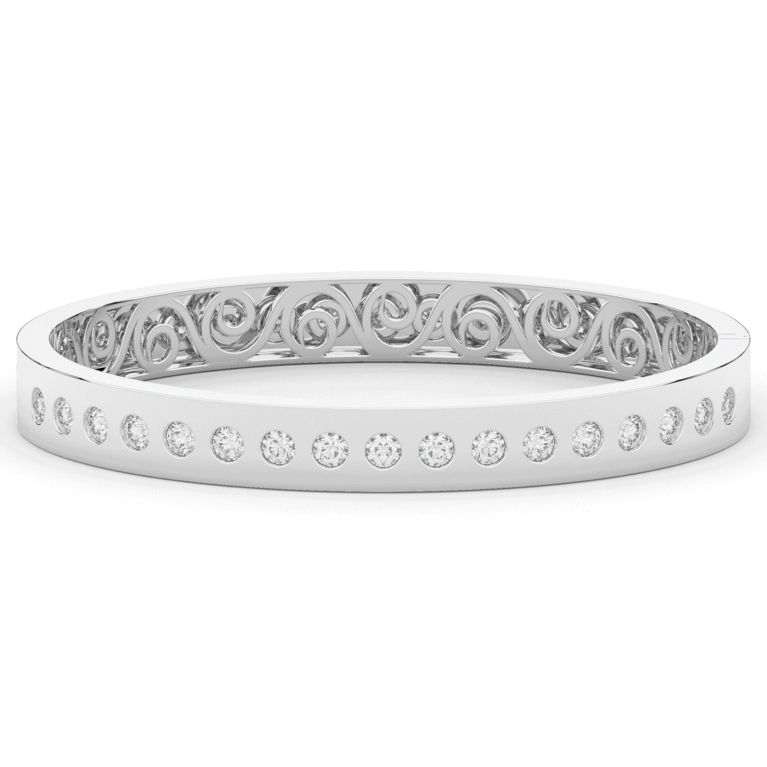 4.50CT.TW ROUND LAB DIAMOND ETERNITY BEZEL SET BANGLE - Nazarelle
