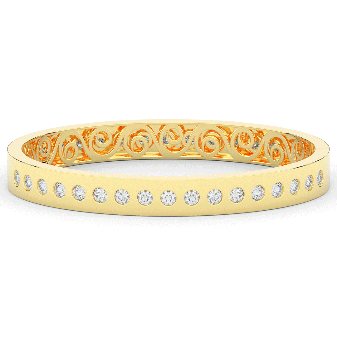 4.50CT.TW ROUND LAB DIAMOND ETERNITY BEZEL SET BANGLE - Nazarelle