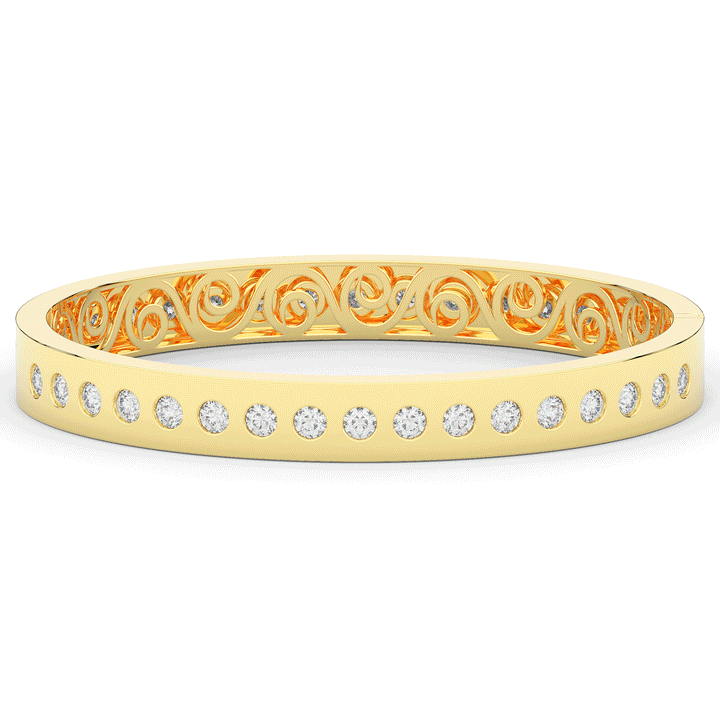 4.50CT.TW ROUND LAB DIAMOND ETERNITY BEZEL SET BANGLE - Nazarelle