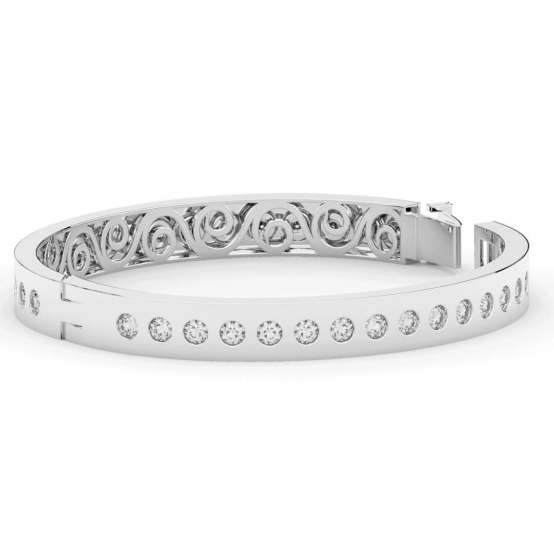 4.50CT.TW ROUND LAB DIAMOND ETERNITY BEZEL SET BANGLE - Nazarelle